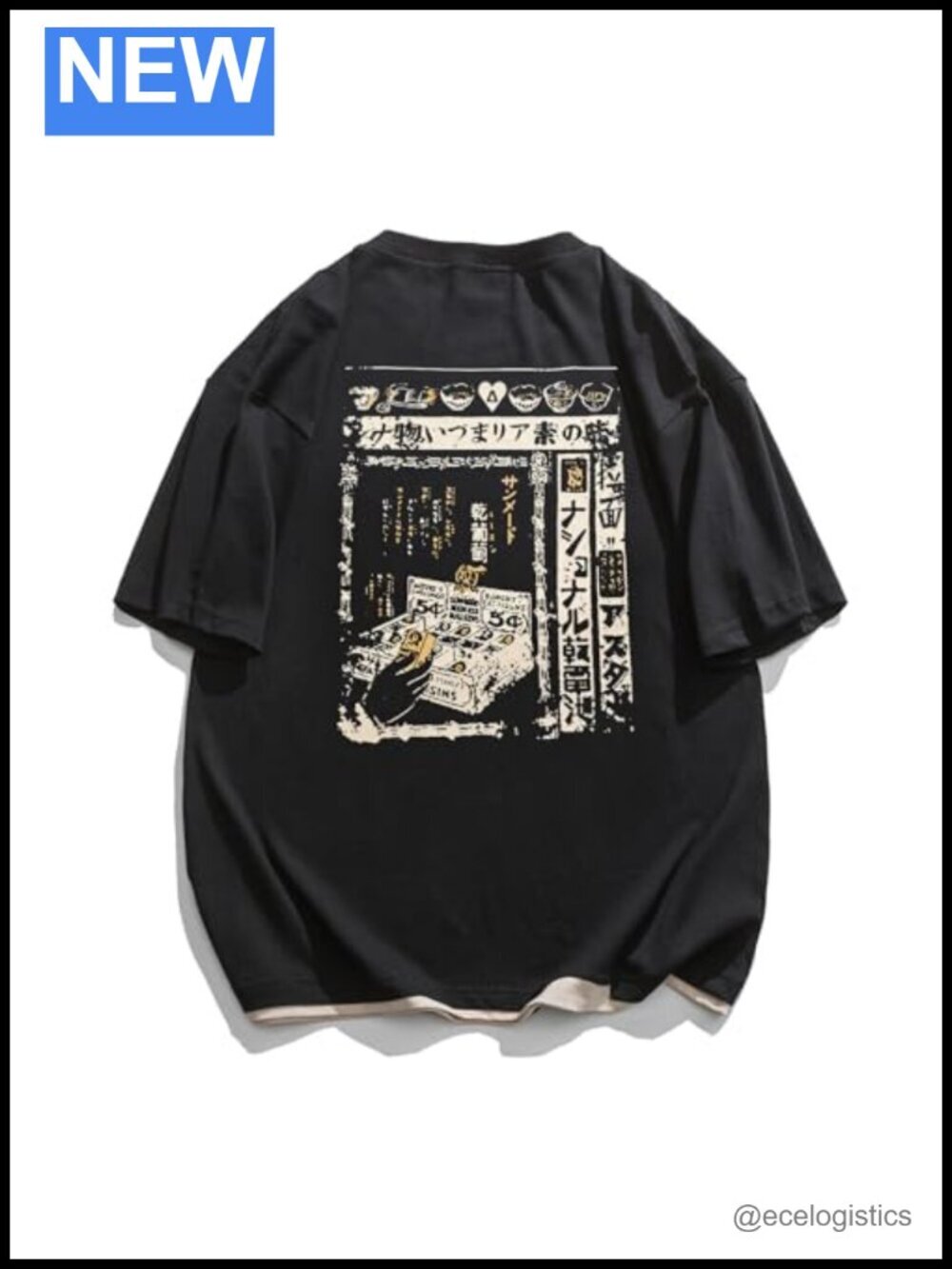 Oversized Vintage Graphic Tee Japanese Print Streetwear Cotton T-Shirt